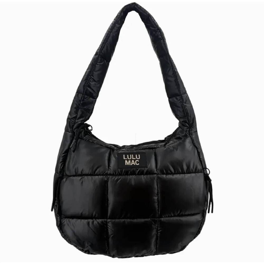 NEW LULU MAC women's puffer metallic tote bag in black